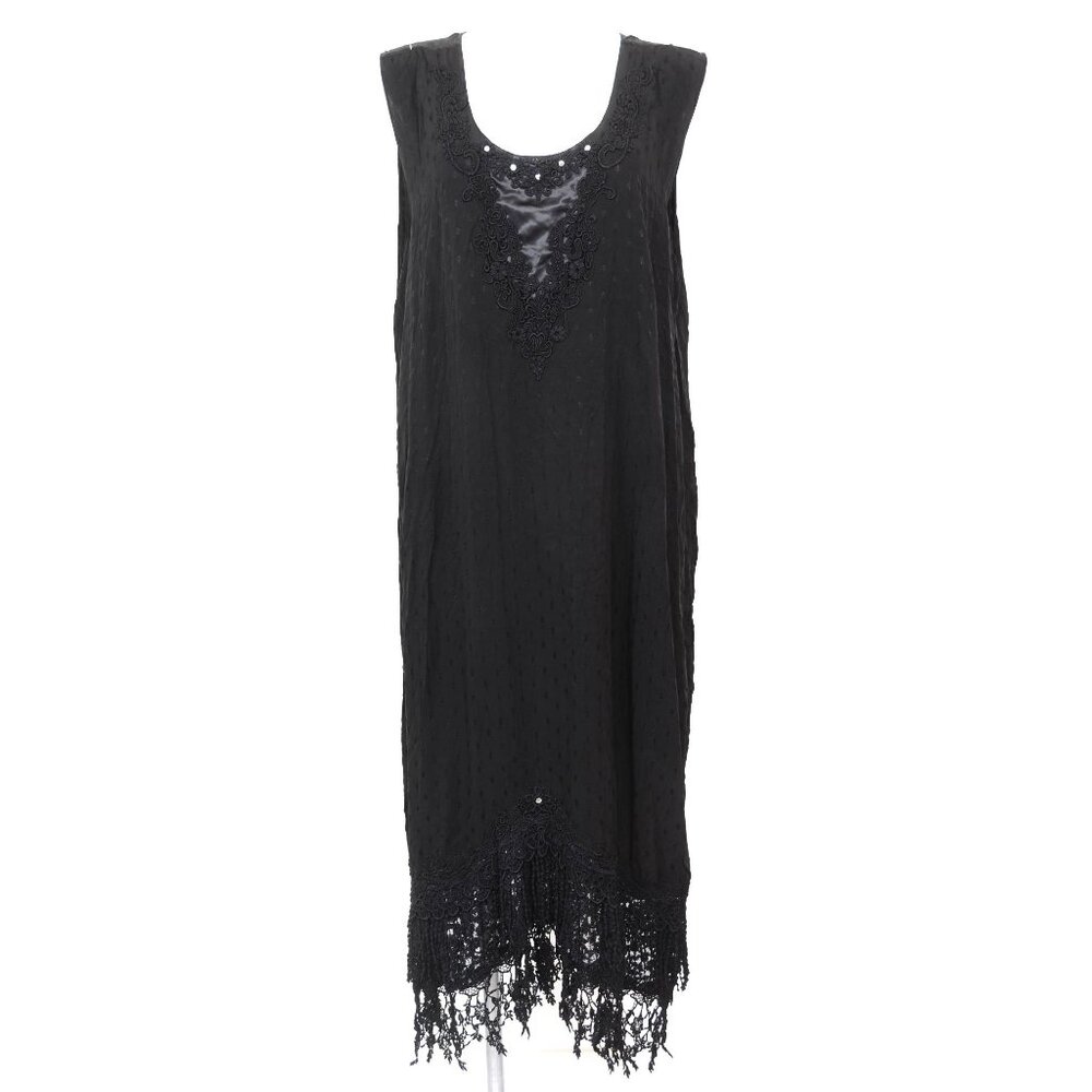 Rare! Vintage 90s Channa PLUS 3X Crochet Fringe Flapper Whimsigoth Gothic Dress